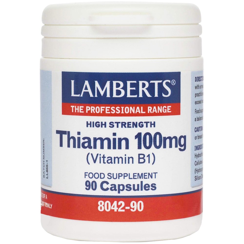 Lamberts Lamberts Thiamin Συμπλήρωμα Διατροφής Βιταμίνης Β1 για την Ενίσχυση του Νευρικού & Καρδιαγγειακού Συστήματος 100mg, 90caps