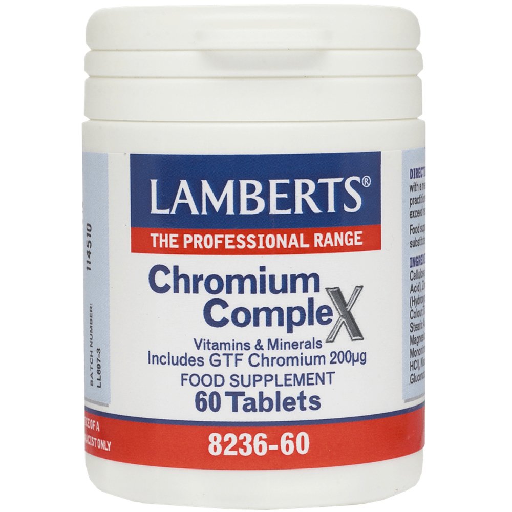 Lamberts Lamberts Chromium Complex Συμπλήρωμα Διατροφής με Χρώμιο & Σύμπλεγμα Πολυβιταμινών για τη Ρύθμιση των Επιπέδων Σακχάρου στο Αίμα 60tabs