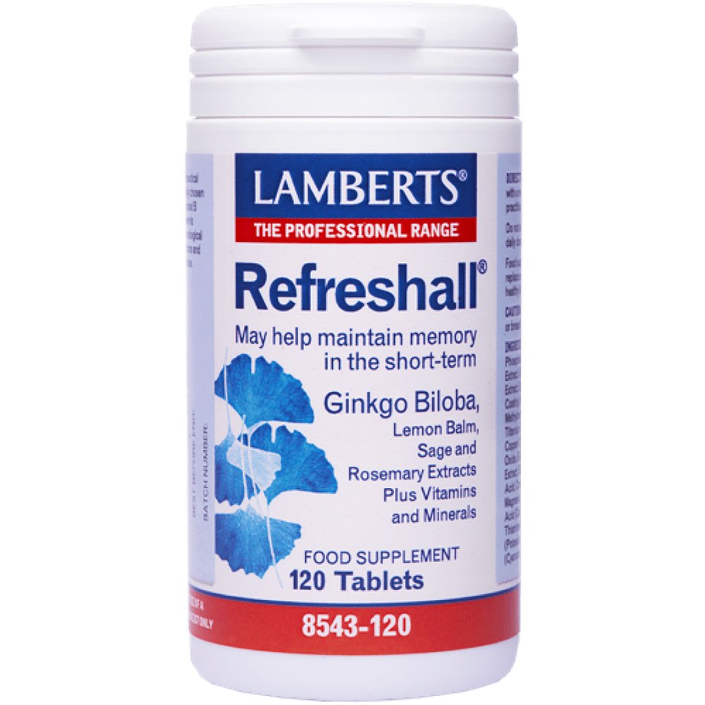 Lamberts Lamberts Refreshall Συμπλήρωμα Διατροφής με Εκχύλισμα Gingko Biloba για την Ενίσχυση της Μνήμης Κατά της Πνευματικής Κόπωσης 120tabs