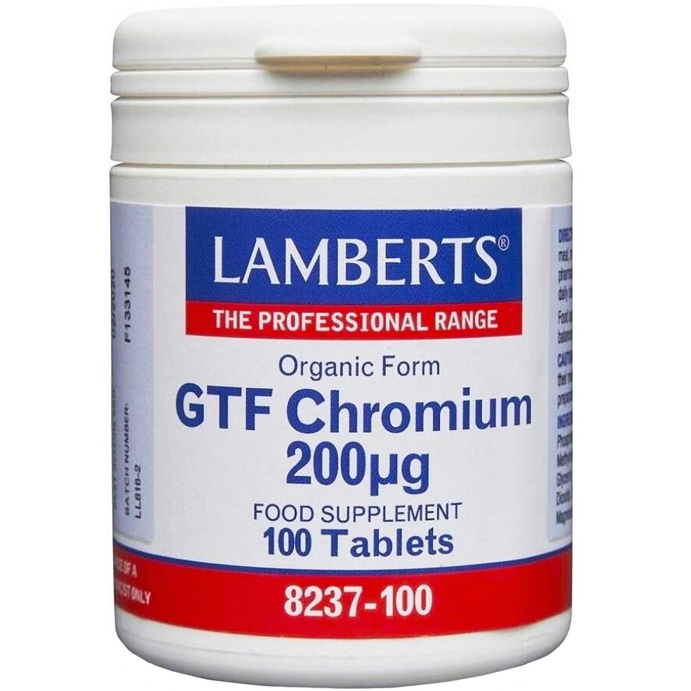 Lamberts GTF Chromium Συμπλήρωμα Διατροφής με Χρώμιο που Συμβάλει στη Σταθεροποίηση του Επιπέδου Γλυκόζης στο Αίμα 200μg, 100tabs φωτογραφία