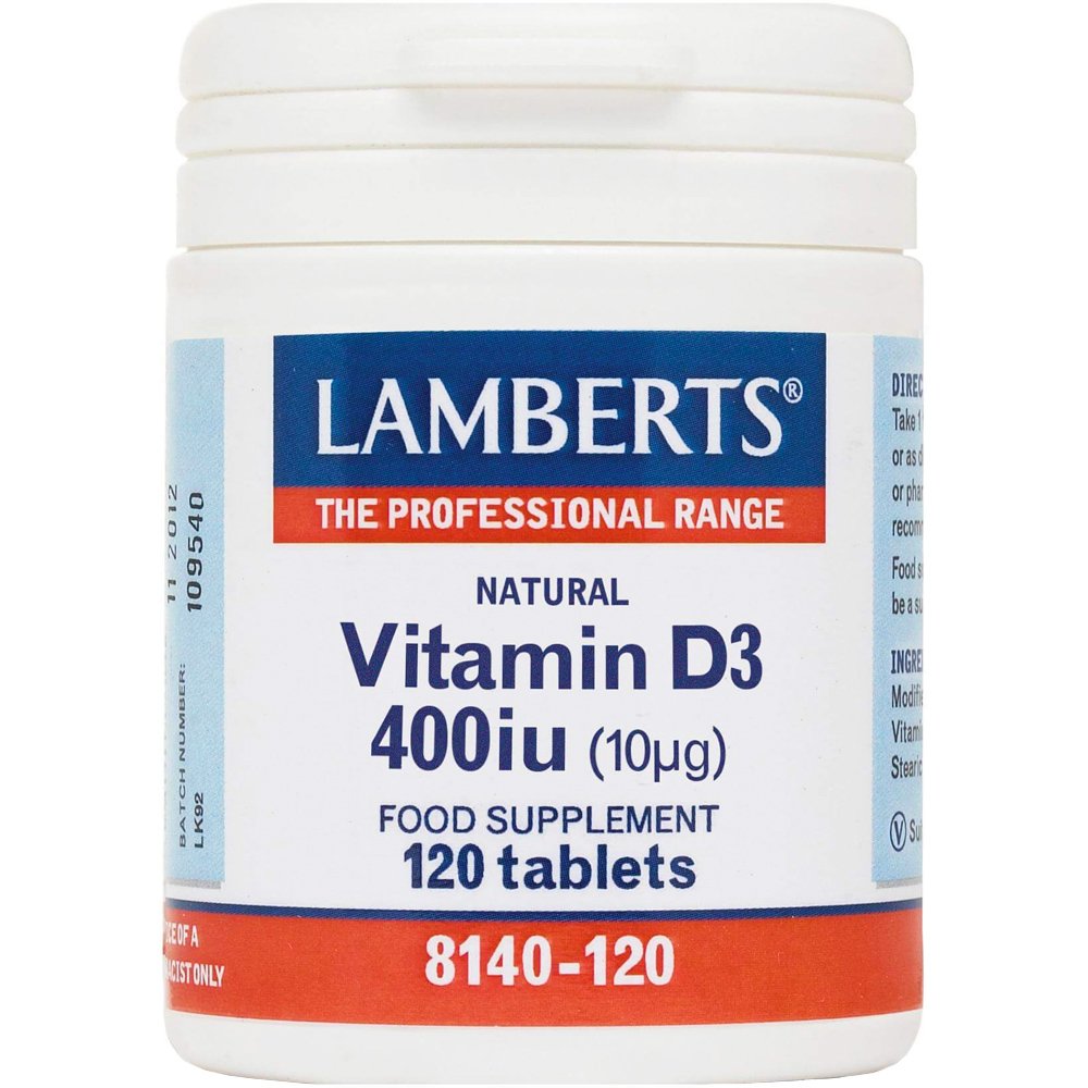 Lamberts Lamberts Vitamin D3 Συμπλήρωμα Διατροφής με Βιταμίνη D3 για την Καλή Λειτουργία των Οστών & Ανοσοποιητικού 400iu, 120tabs