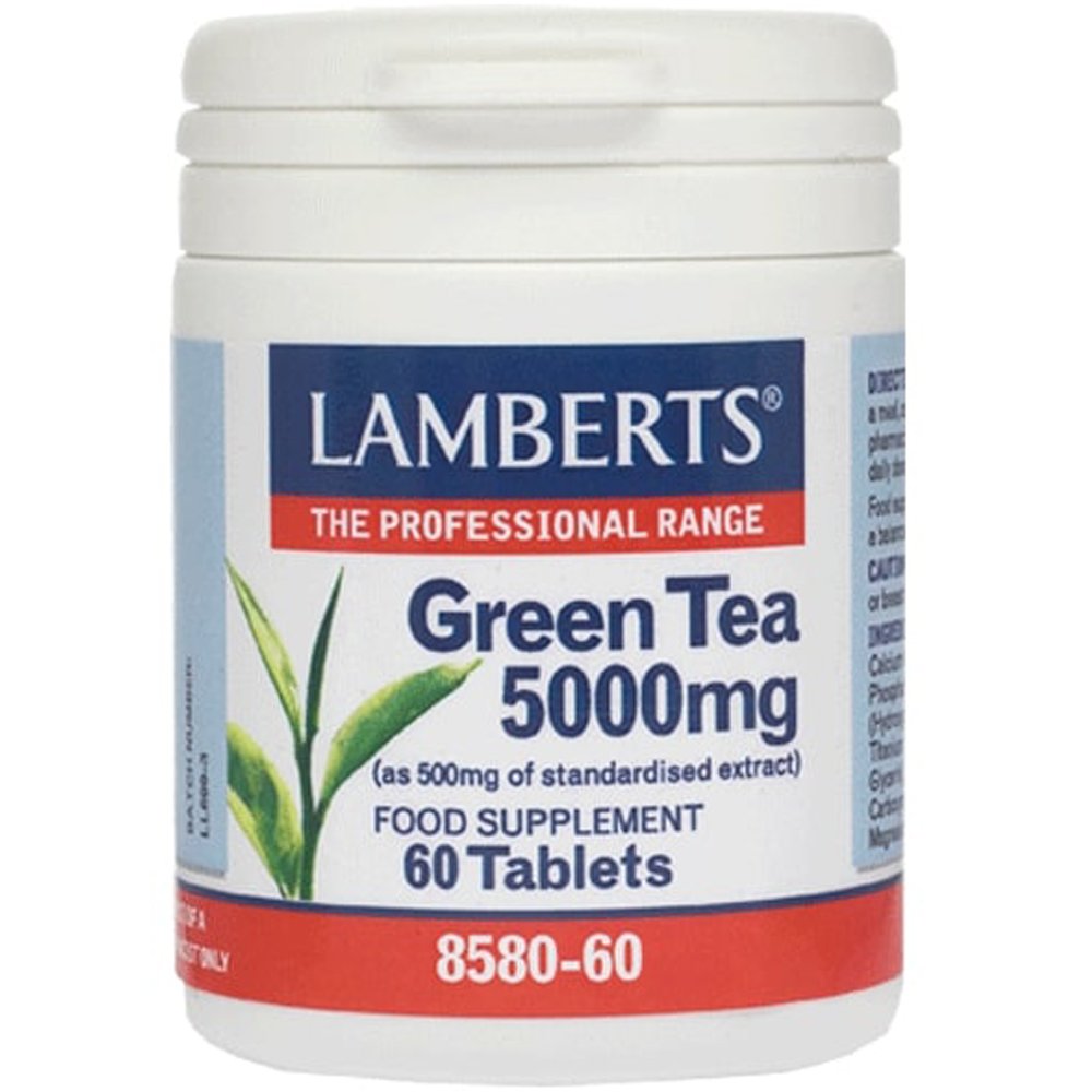 Lamberts Lamberts Green Tea Συμπλήρωμα Διατροφής με Εκχύλισμα Πράσινου Τσαγιού για Αύξηση του Μεταβολικού Ρυθμού & Διατήρηση Βάρους με Αντιοξειδωτικές Ιδιότητες 5000mg, 60tabs