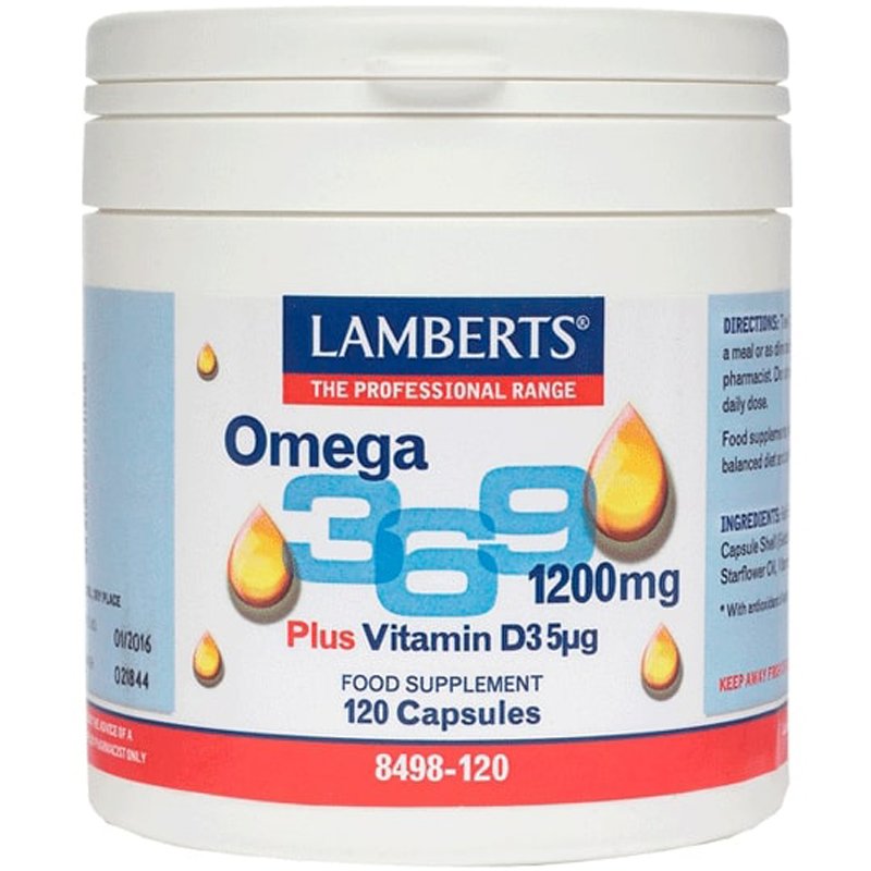 Lamberts Lamberts Omega 3-6-9 Συμπλήρωμα Διατροφής για την Ομαλή Λειτουργία του Ανοσοποιητικού Συστήματος & Όρασης Κατάλληλο για Ρύθμιση Χοληστερίνης 1200mg, 120caps