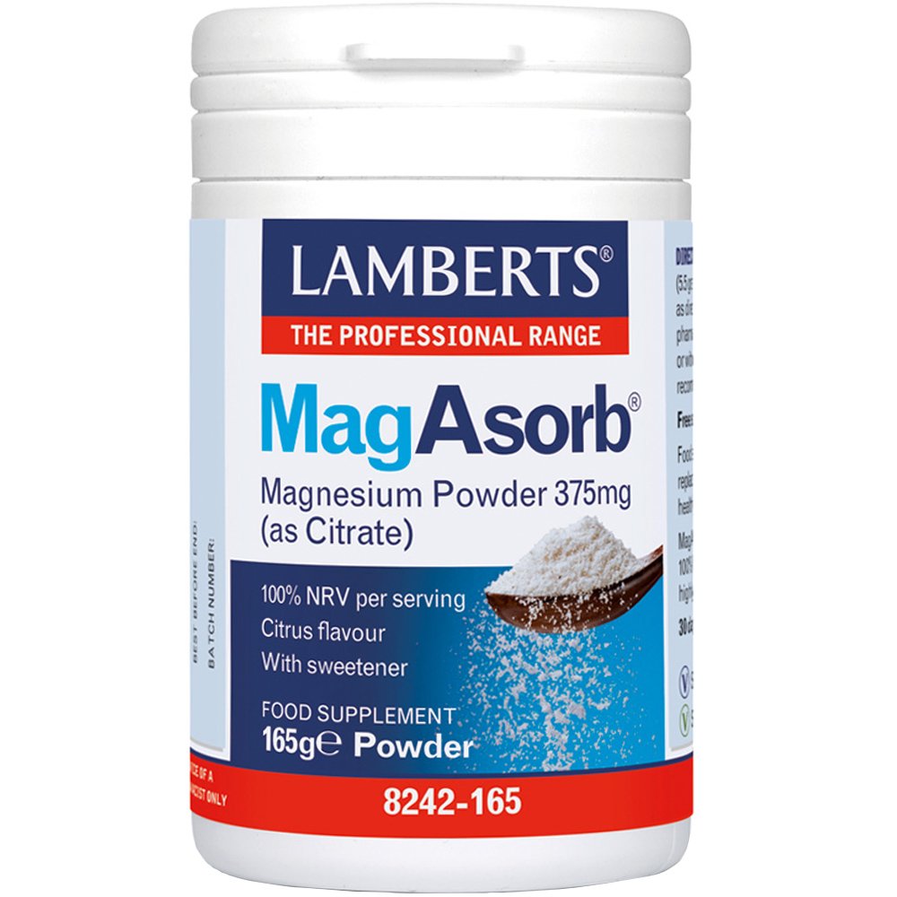 Lamberts MagAsorb Magnesium Powder Συμπλήρωμα Διατροφής Μαγνησίου σε Κιτρική Μορφή για την Ανάπτυξη των Οστών & τη Σωστή Λειτουργία Νευρικού Συστήματος & των Μυών σε Μορφή Σκόνης 375mg,165g φωτογραφία