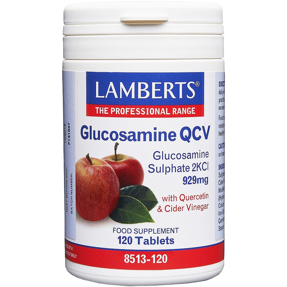 Lamberts Lamberts Glucosamine QCV Συμπλήρωμα Διατροφής Θειικής Γλυκοζαμίνης, Κερσετίνης & Μηλόξυδου για την Καλή Υγεία των Αρθρικών Χόνδρων 120tabs