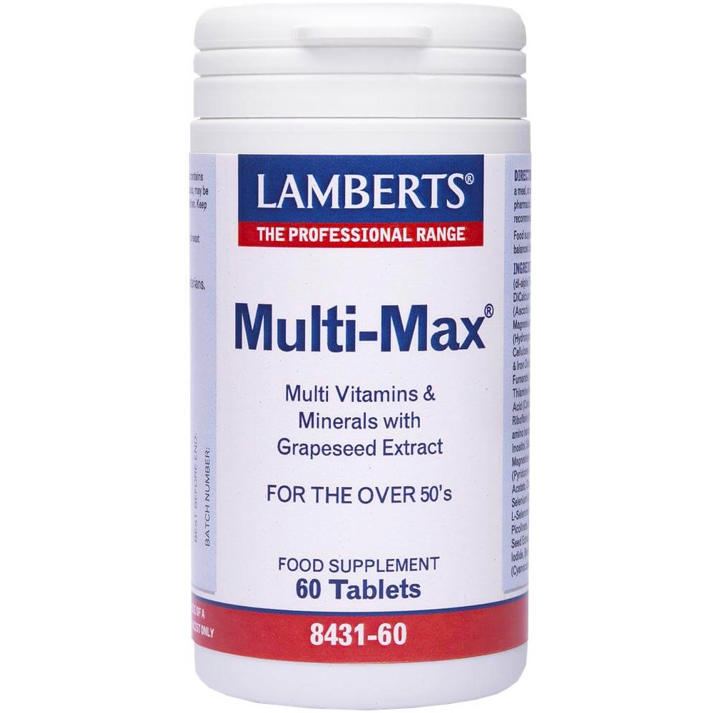 Lamberts Lamberts Multi Max Συμπλήρωμα Διατροφής Πολυβιταμινών, Μετάλλων & Ιχνοστοιχείων για την Καλή Λειτουργία του Κυκλοφορικού & την Καλή Υγεία των Οστών για Άτομα από 50 Ετών 60tabs