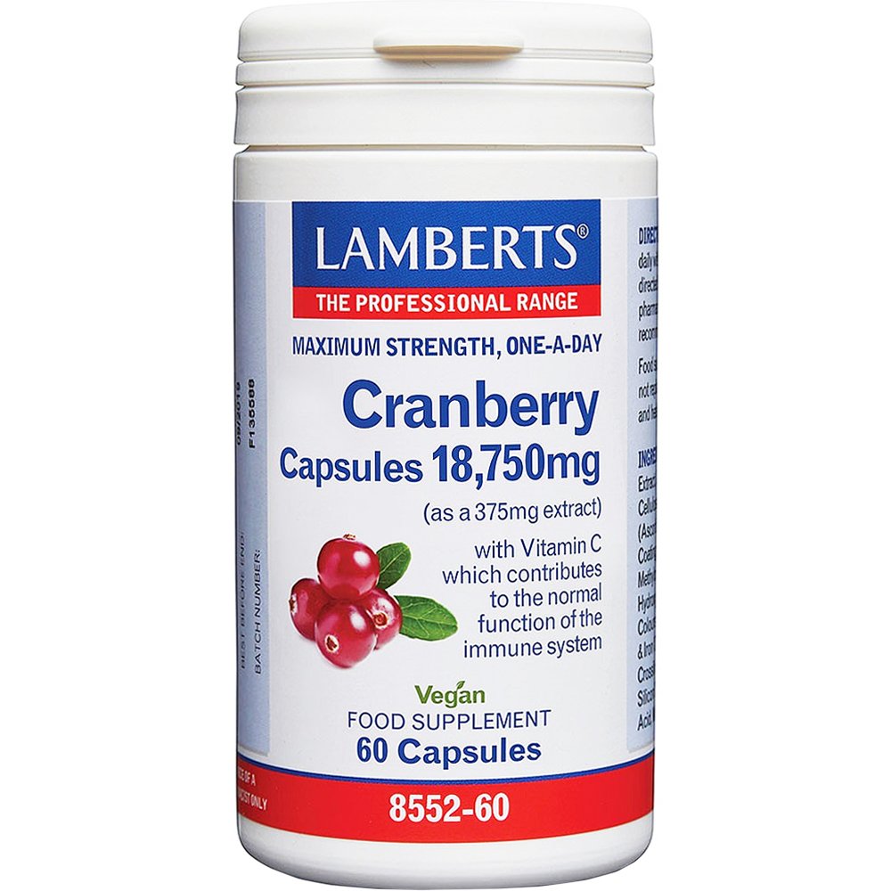 Lamberts Lamberts Cranberry 18,750mg Συμπλήρωμα Διατροφής με Εκχύλισμα Κράνμπερι & Βιταμίνη C για την Καλή Λειτουργία του Ουροποιητικού & Ενίσχυση του Ανοσοποιητικού 60caps