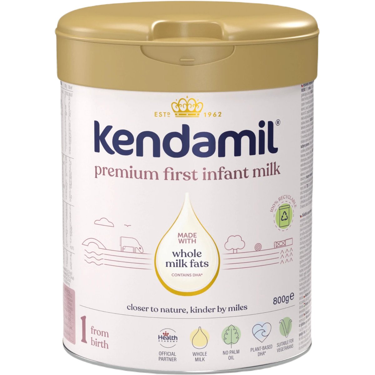 Kendamil Kendamil Premium First Infant Milk 1 Υψηλής Ποιότητας Γάλα Πλήρες 1ης Βρεφικής Ηλικίας σε Σκόνη 0-6m 800g