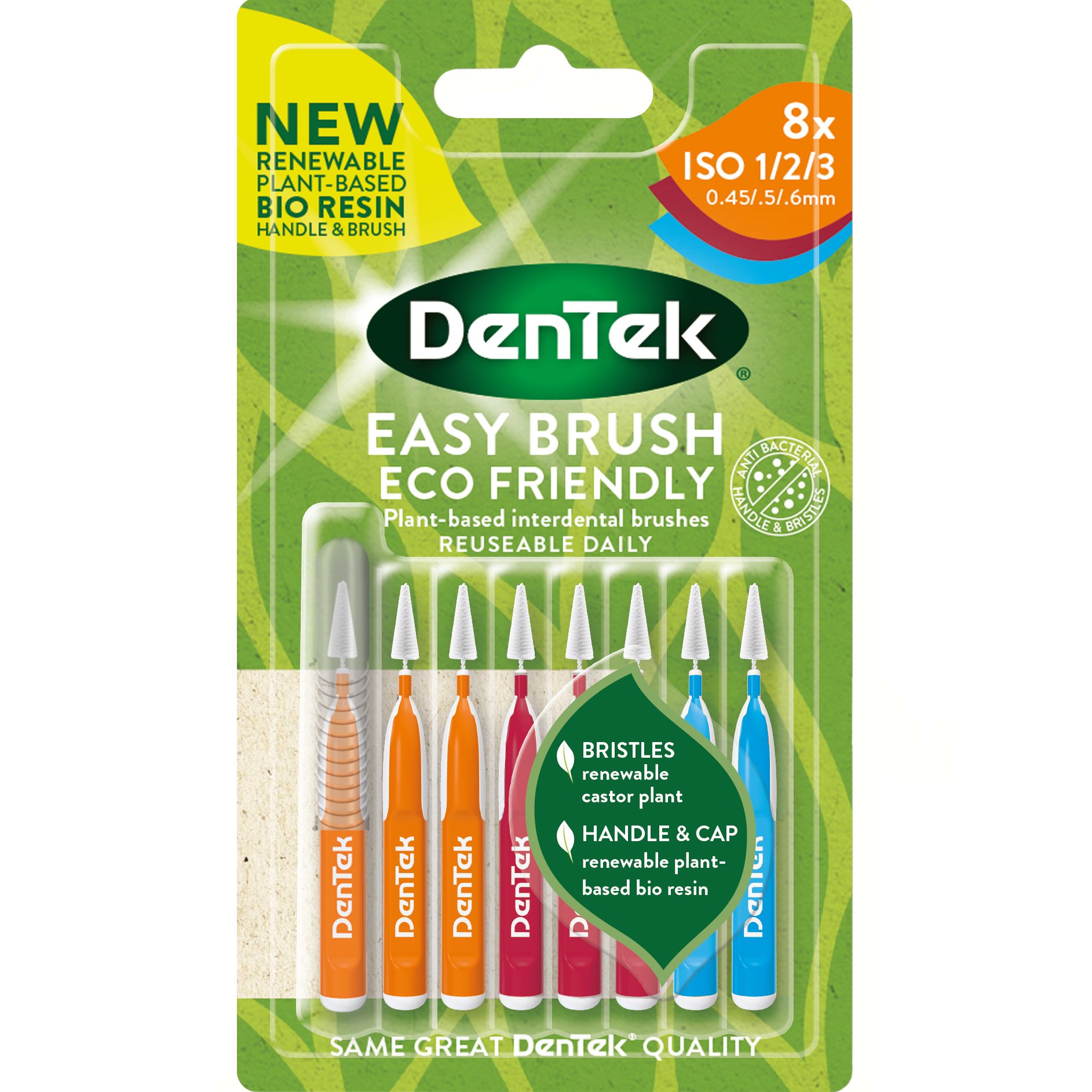 Dentek Easy Brush Interdental Brushes Size/ISO 1/2/3 (0,45/0,5/0,6mm) Μεσοδόντια Βουρτσάκια 3 Μεγεθών 8 Τεμάχια