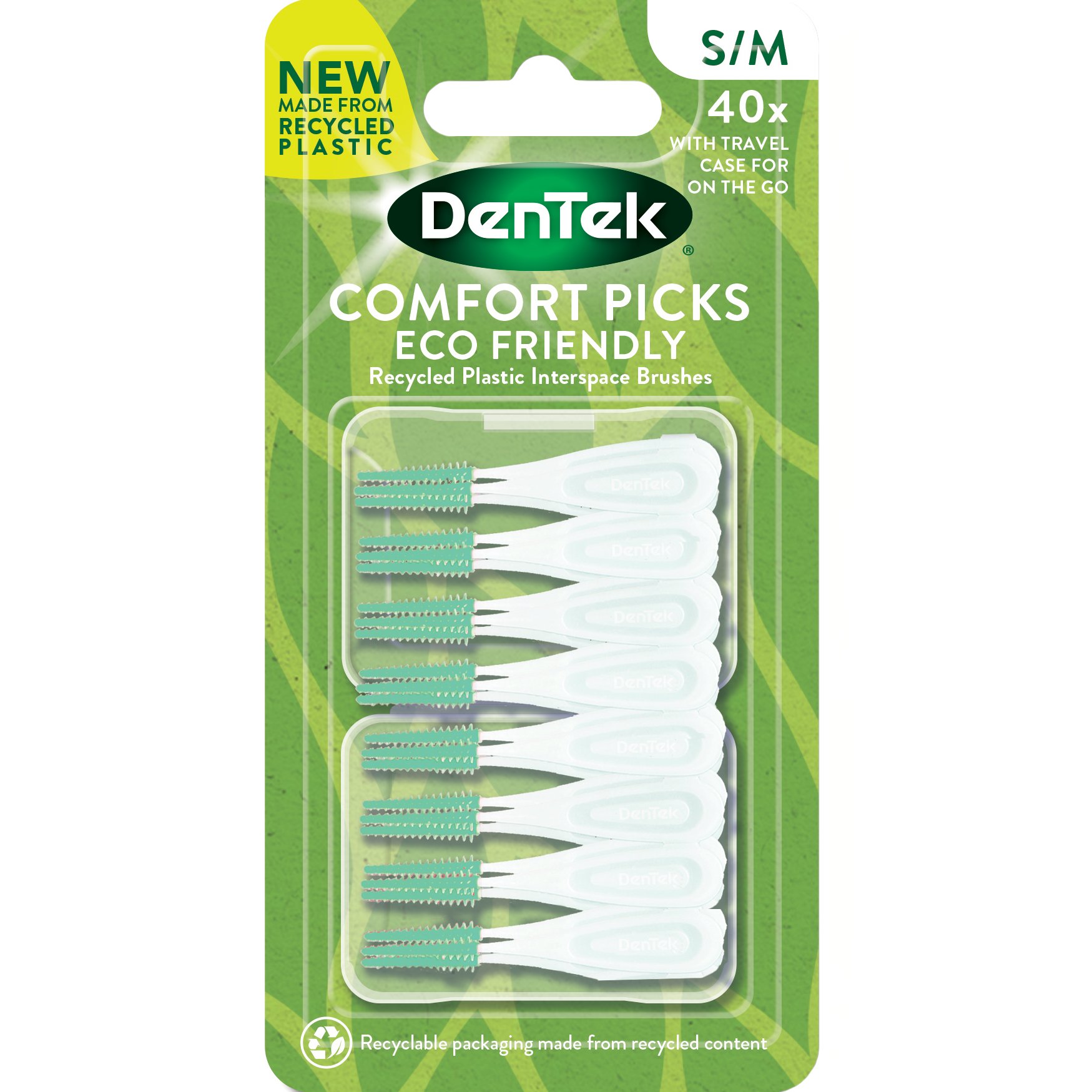 Dentek Dentek Comfort Picks Recycled Plastic Interspace Brushes Size S/M Μεσοδόντια Βουρτσάκια από Καουτσούκ 40 Τεμάχια