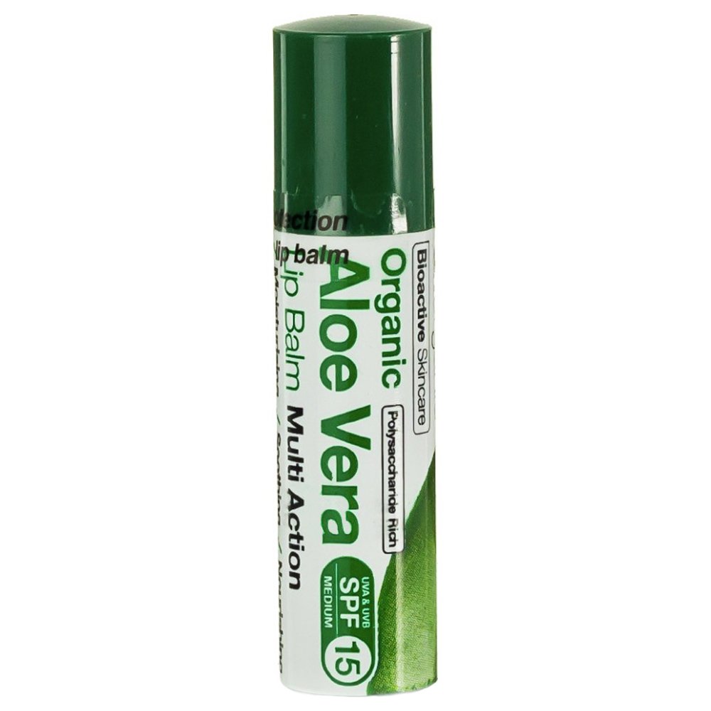 Dr Organic Aloe Vera Multi Action Lip Balm Spf15 Επανορθωτικό Balm με Αλόη Βέρα και Δείκτη Προαστασίας Spf15, 5.7ml φωτογραφία