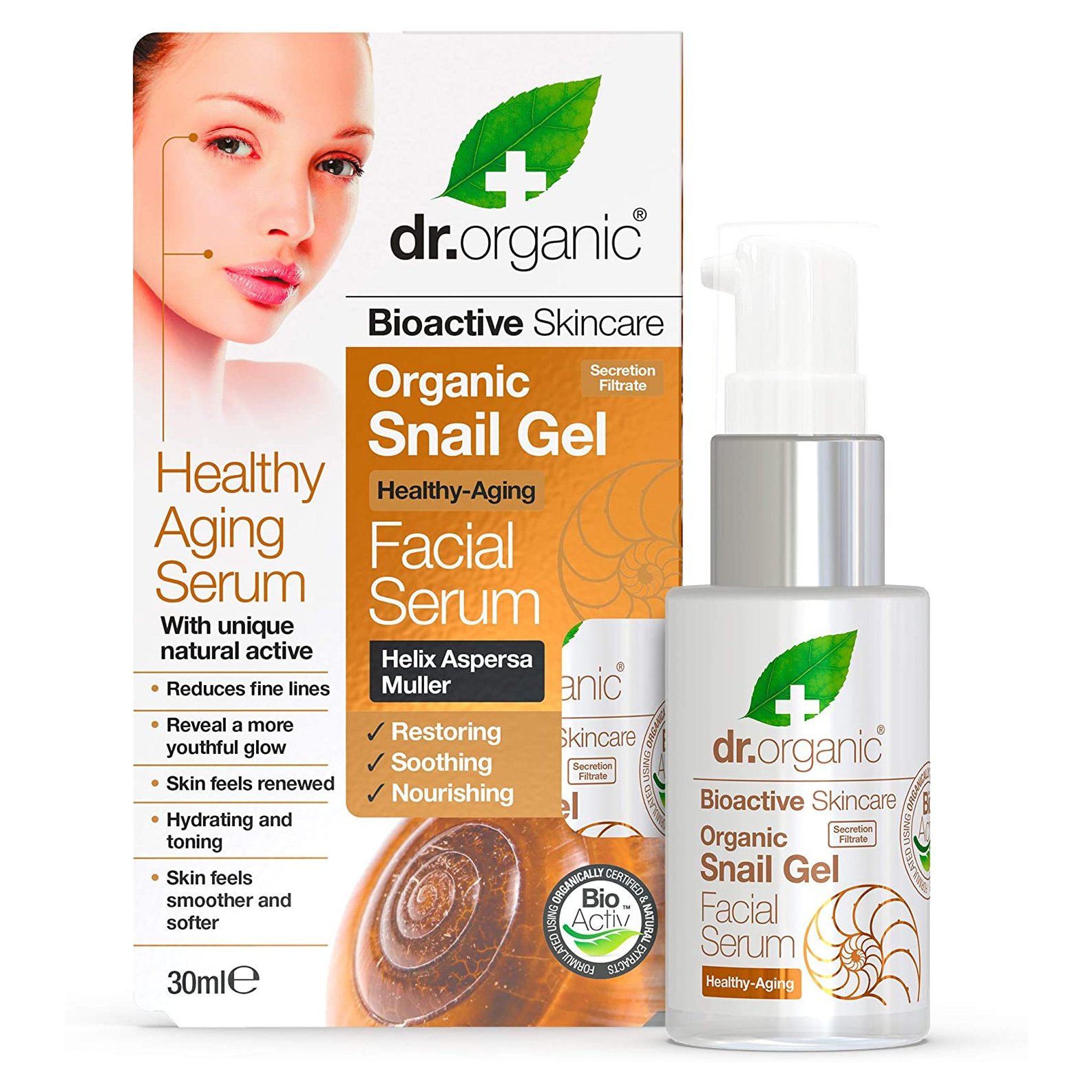 Dr Organic Dr Organic Snail Gel Facial Serum Εξειδικευμένος Ορός Αντιγήρανσης Προσώπου με Έκκριμα Σαλιγκαριού 30ml