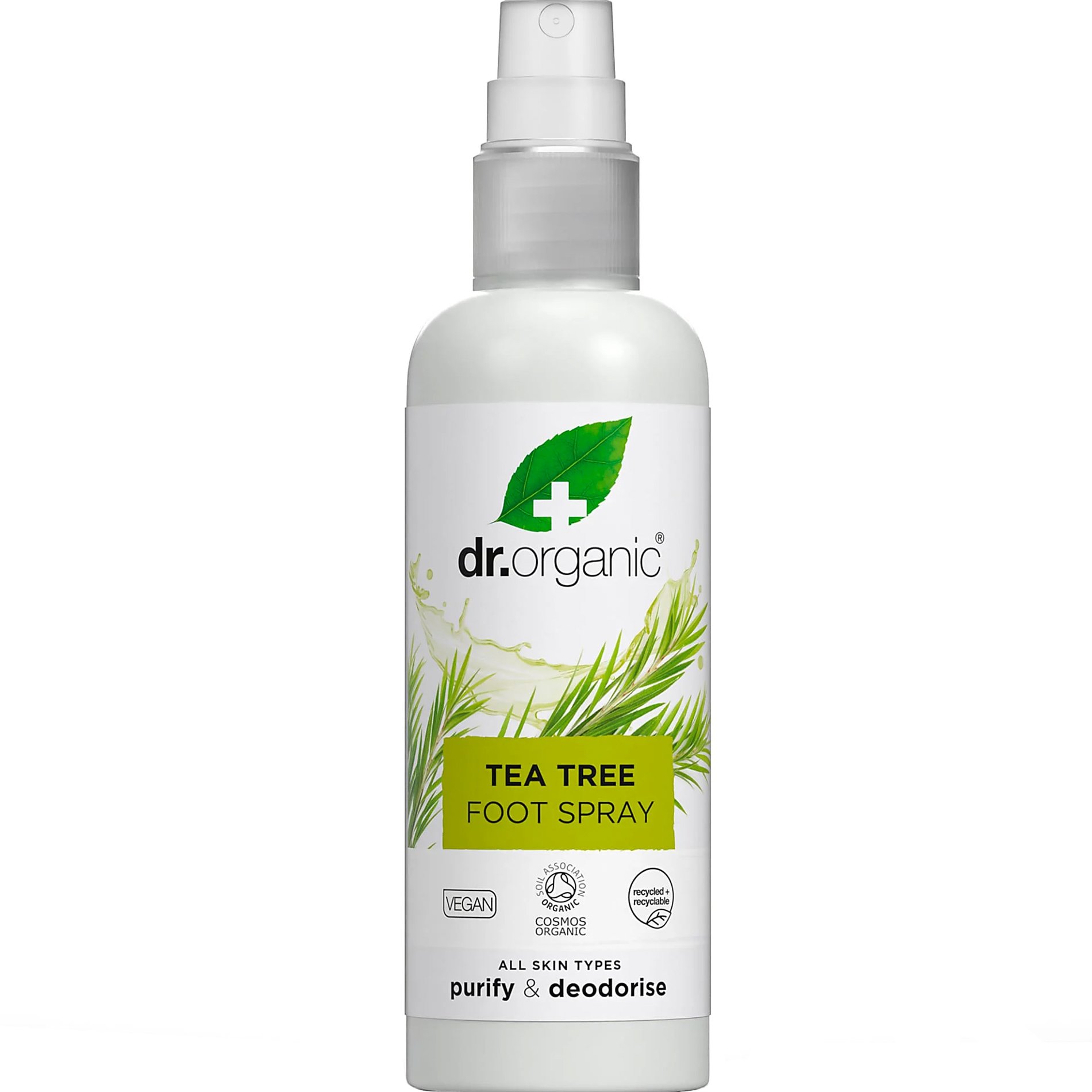 Dr Organic Dr Organic Tea Tree Foot Spray All Skin Types Purify & Deodorise Αποσμητικό Σπρέι Ποδιών Άμεσου Καθαρισμού & Ταχείας Απορρόφησης Εμπλουτισμένο με Βιολογικό Τεϊόδεντρο & Μέντα 100ml