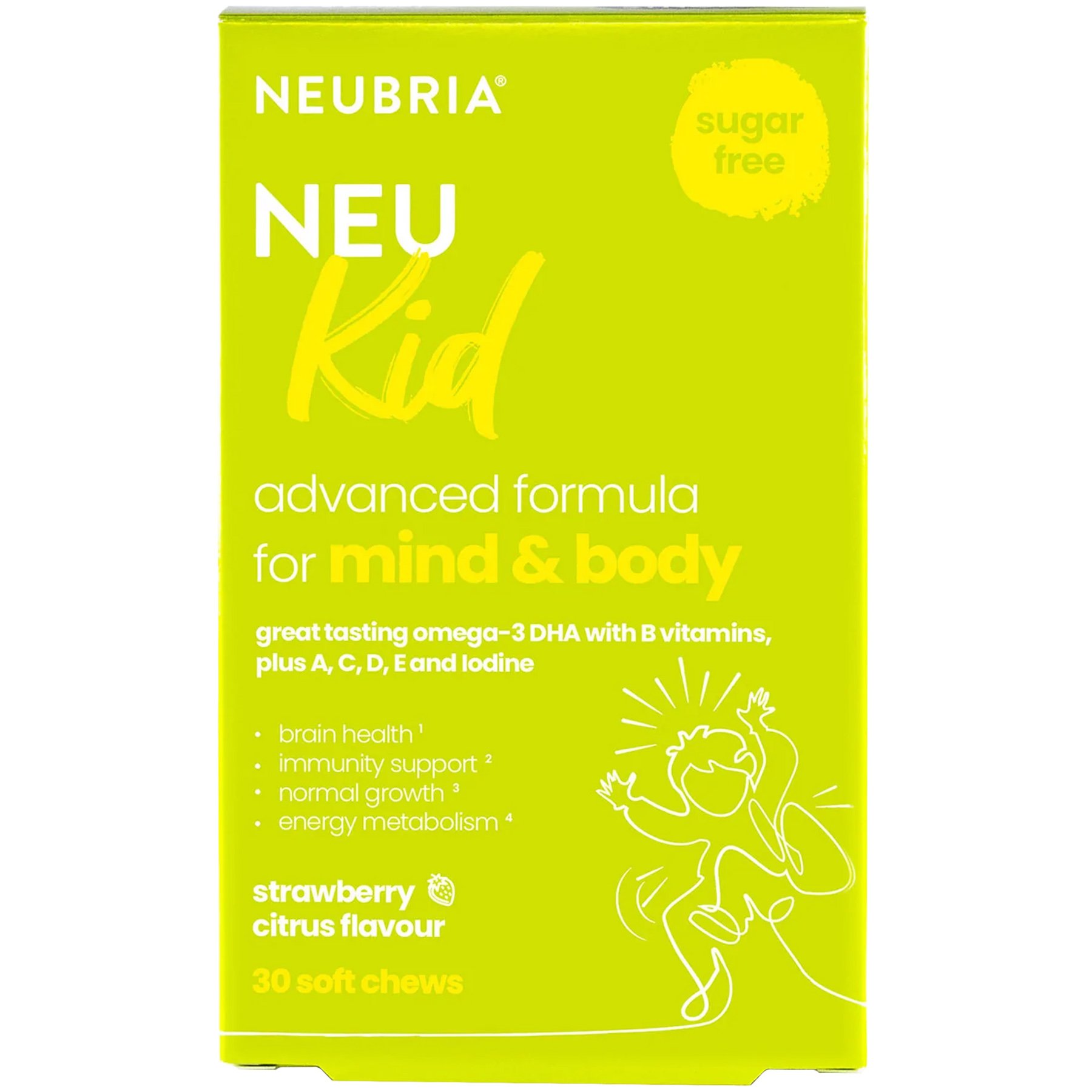 Neubria Neubria Neu Kid Παιδικό Συμπλήρωμα Διατροφής για Μυαλό & Σώμα με Γεύση Φράουλα Λεμόνι 30 Chew.tabs