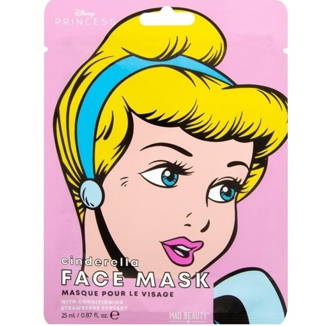 Mad Beauty Disney Princess Cinderella Face Mask Υφασμάτινη Μάσκα Προσώπου με Ενυδατικό Εκχύλισμα Φράουλας 25ml