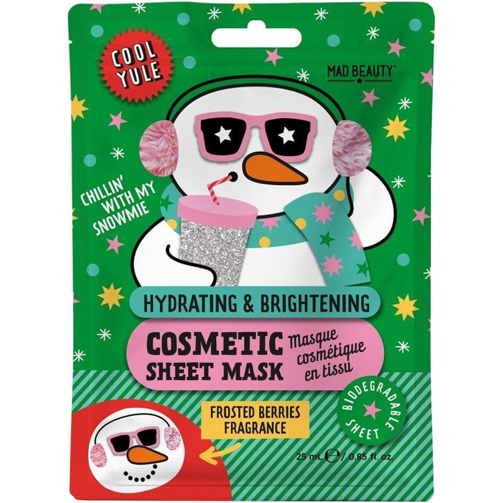 Mad Beauty Mad Beauty Cool Yule Snow Man Sheet Mask Γιορτινή Ενυδατική Μάσκα Προσώπου για Λάμψη 25ml