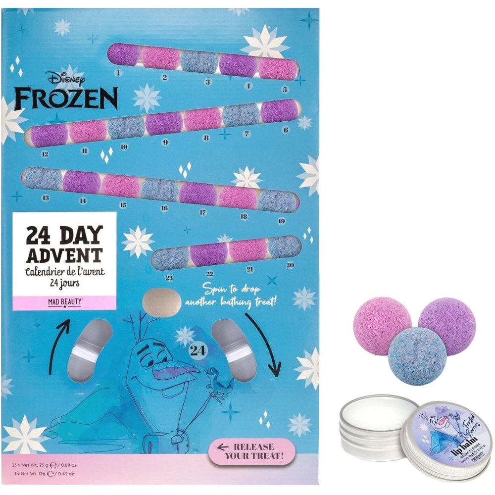 Mad Beauty Mad Beauty Frozen Snowball Bath Fizzer Advent Calendar 23 Τεμάχια & Lip Balm Frosted Berries 12g