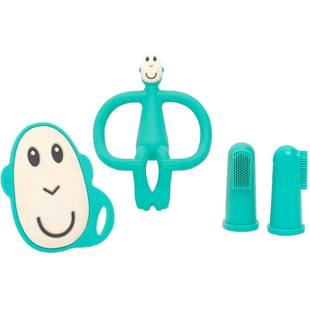 Matchstick Monkey Matchstick Monkey Teething Starter Set Μασητικό Σετ Σιλικόνης για Περιποίηση Δοντιών με Αντιμικροβιακή Προστασία Κωδ 241508, 1 Τεμάχιο - Green