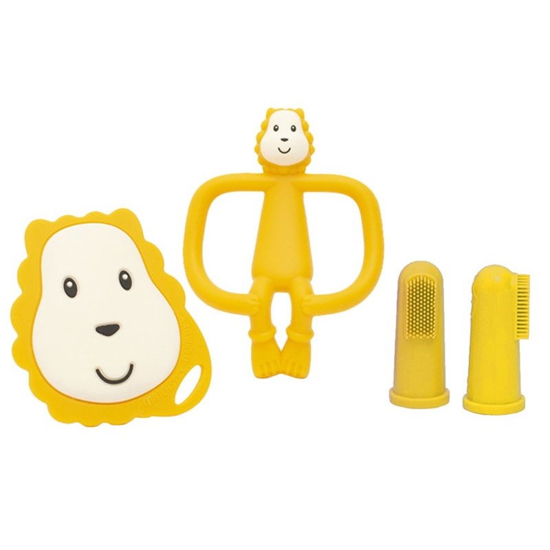 Matchstick Monkey Matchstick Monkey Teething Starter Set Κωδ 241509, 1 Τεμάχιο - Lion,Μασητικό Σετ Σιλικόνης για Περιποίηση Δοντιών με Αντιμικροβιακή Προστασία