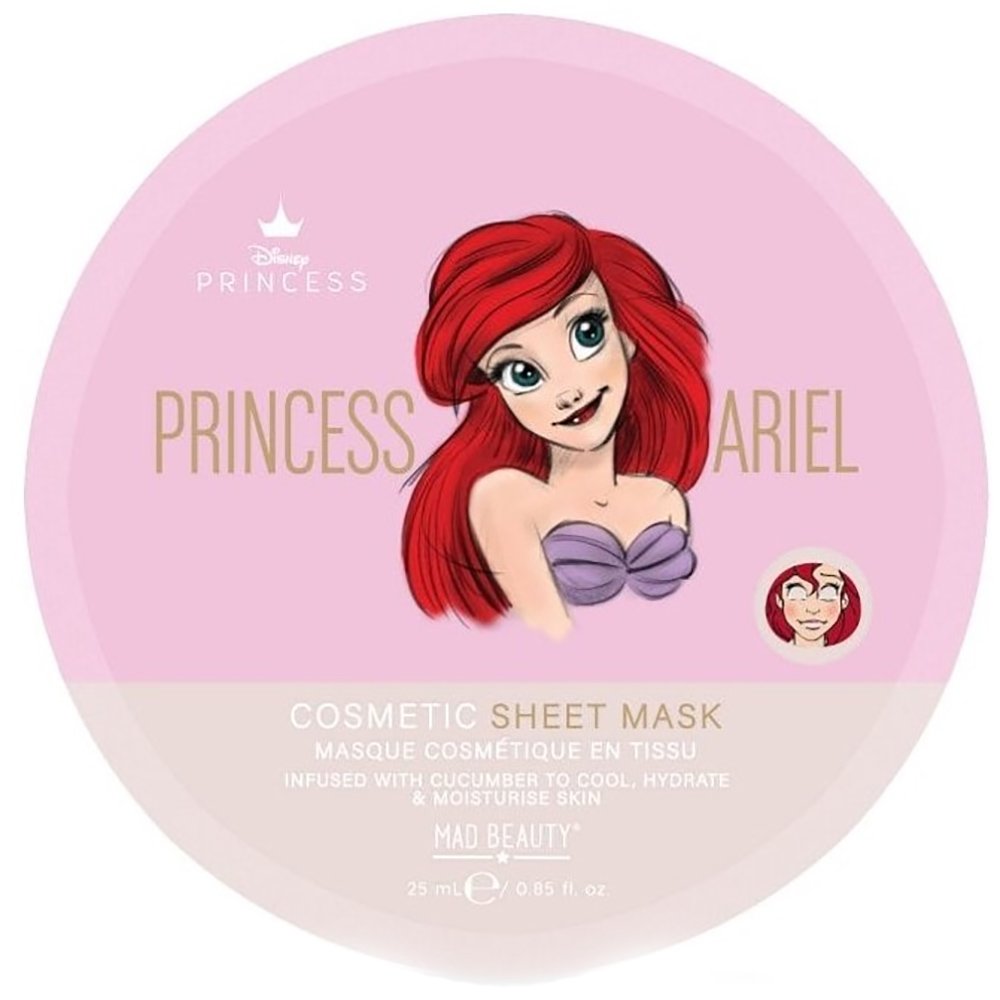 Mad Beauty Disney Princess Ariel Cosmetic Sheet Mask Cucumber Υφασμάτινη Μάσκα Προσώπου Αγγούρι για Ενυδάτωση Κωδ 99200, 1x25ml