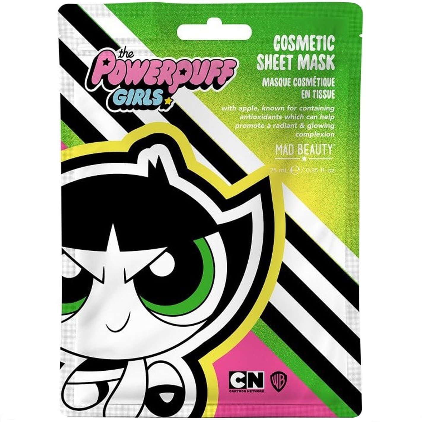 Mad Beauty Powerpuff Girls Cosmetic Sheet Mask Υφασμάτινη Μάσκα Προσώπου για Λάμψη με Άρωμα Μήλο 1x25ml – Buttercup