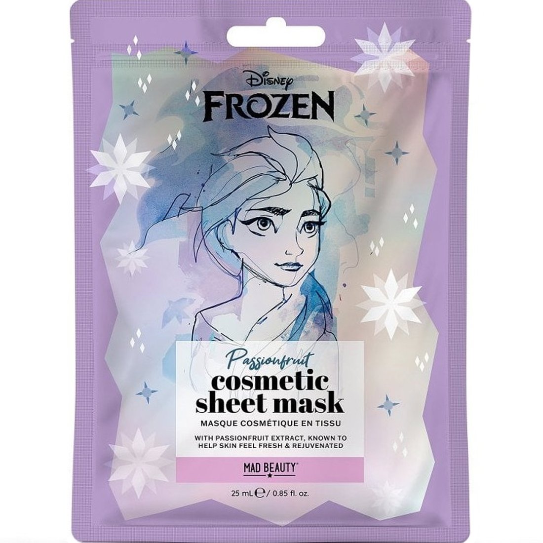 Mad Beauty Disney Frozen Elsa Cosmetic Sheet Mask Υφασμάτινη Αναζωογονητική Μάσκα Προσώπου με Εκχύλισμα από Φρούτα του Πάθους 25ml