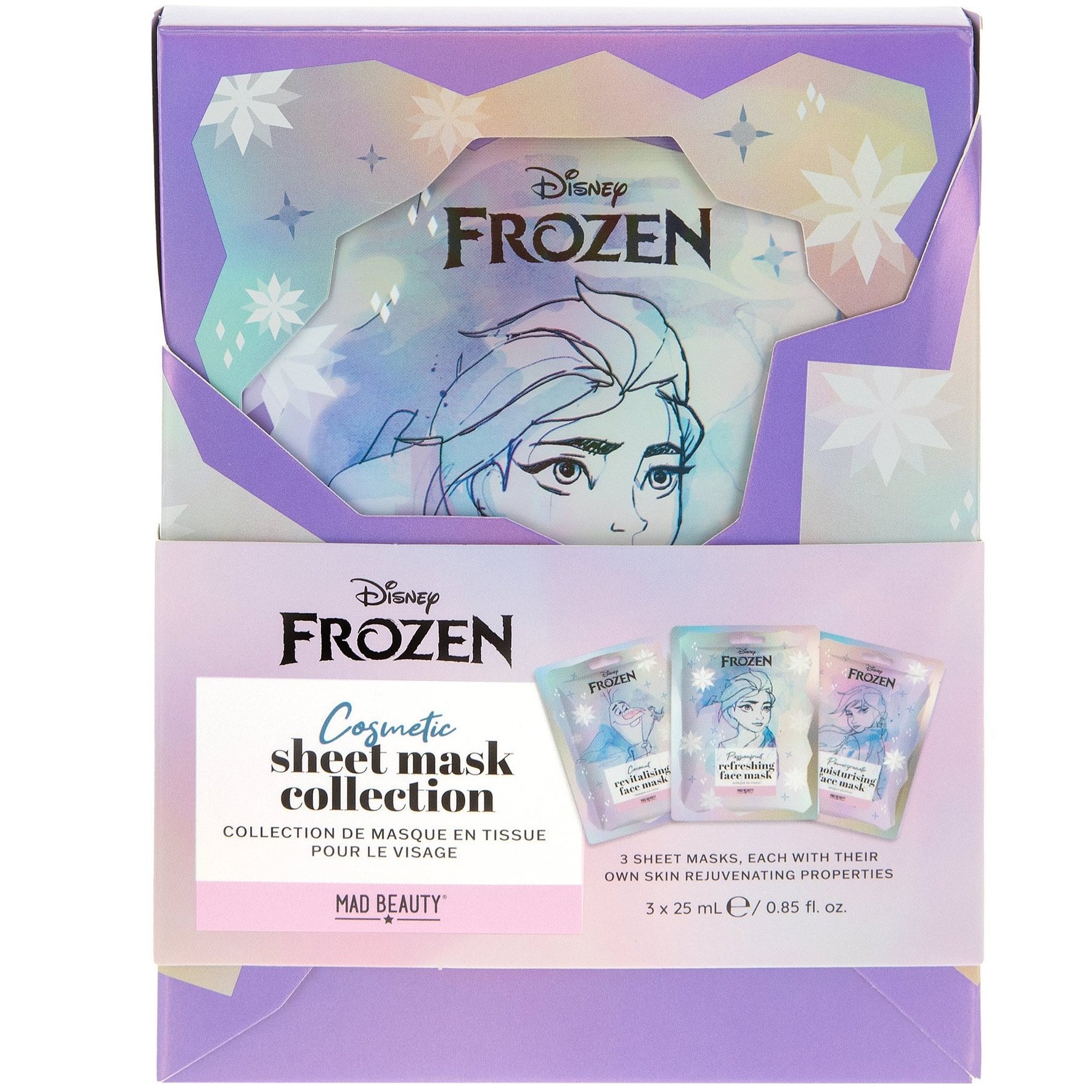 Mad Beauty Mad Beauty Disney Frozen Cosmetic Sheet Mask Collection Συλλογή από Υφασμάτινες Μάσκες Προσώπου με Χαρακτήρες με Αναζωογονητική - Ενυδατική - Τονωτική Δράση 3x25ml