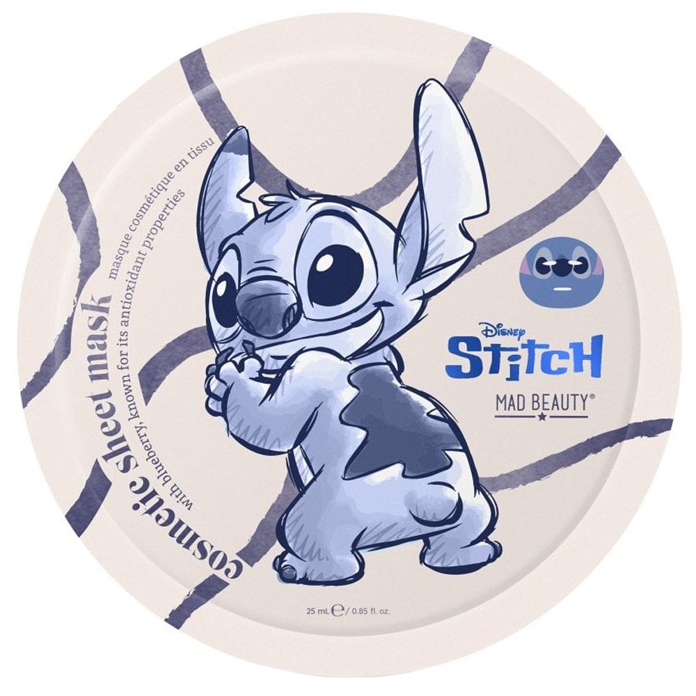 Mad Beauty Mad Beauty Stitch Denim Cosmetic Sheet Mask Ενυδατική Μάσκα Προσώπου για Λάμψη Εμπνευσμένη από το Χαρακτήρα Stitch της Disney 1 Τεμάχιο