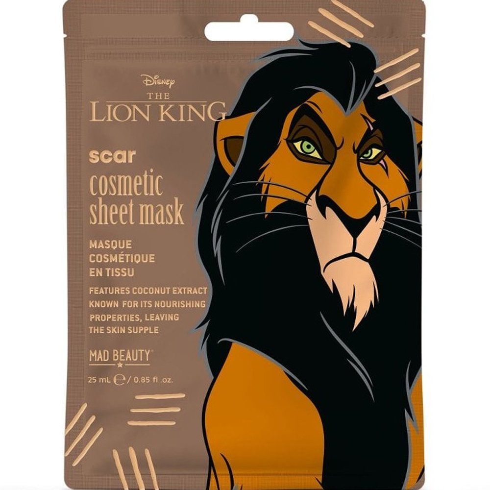 Mad Beauty Cosmetic Sheet Mask Coconut Fragrance Disney The Lion King Scar Μάσκα Αναζωογόνησης Προσώπου με Άρωμα Καρύδα Εμπνευσμένη Από το Χαρακτήρα Scar της Disney 25ml φωτογραφία