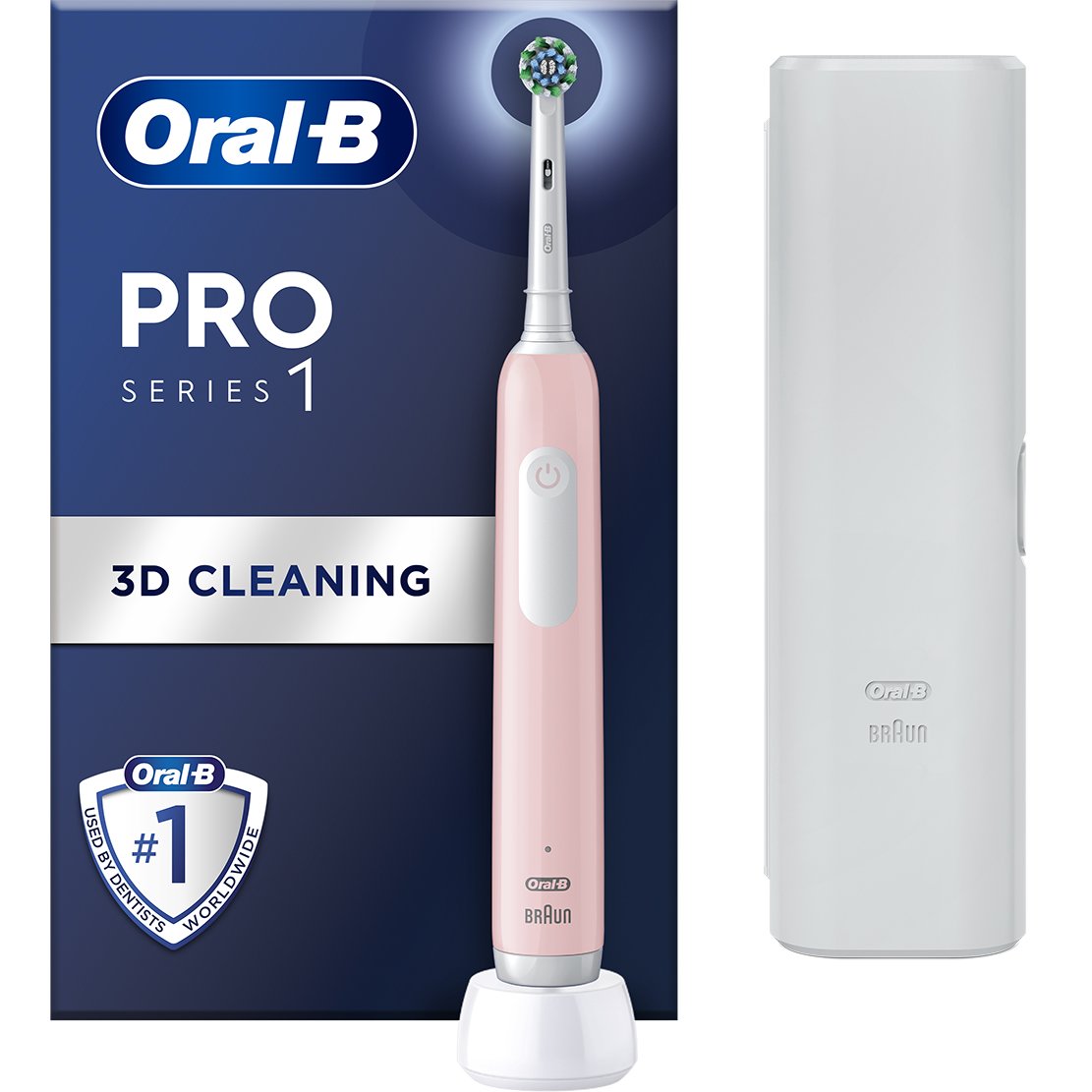 Oral-B Oral-B Pro Series 1 Electric Toothbrush with Travel Case Ηλεκτρική Οδοντόβουρτσα με Χρονοδιακόπτη & Θήκη Ταξιδίου 1 Τεμάχιο - Ροζ