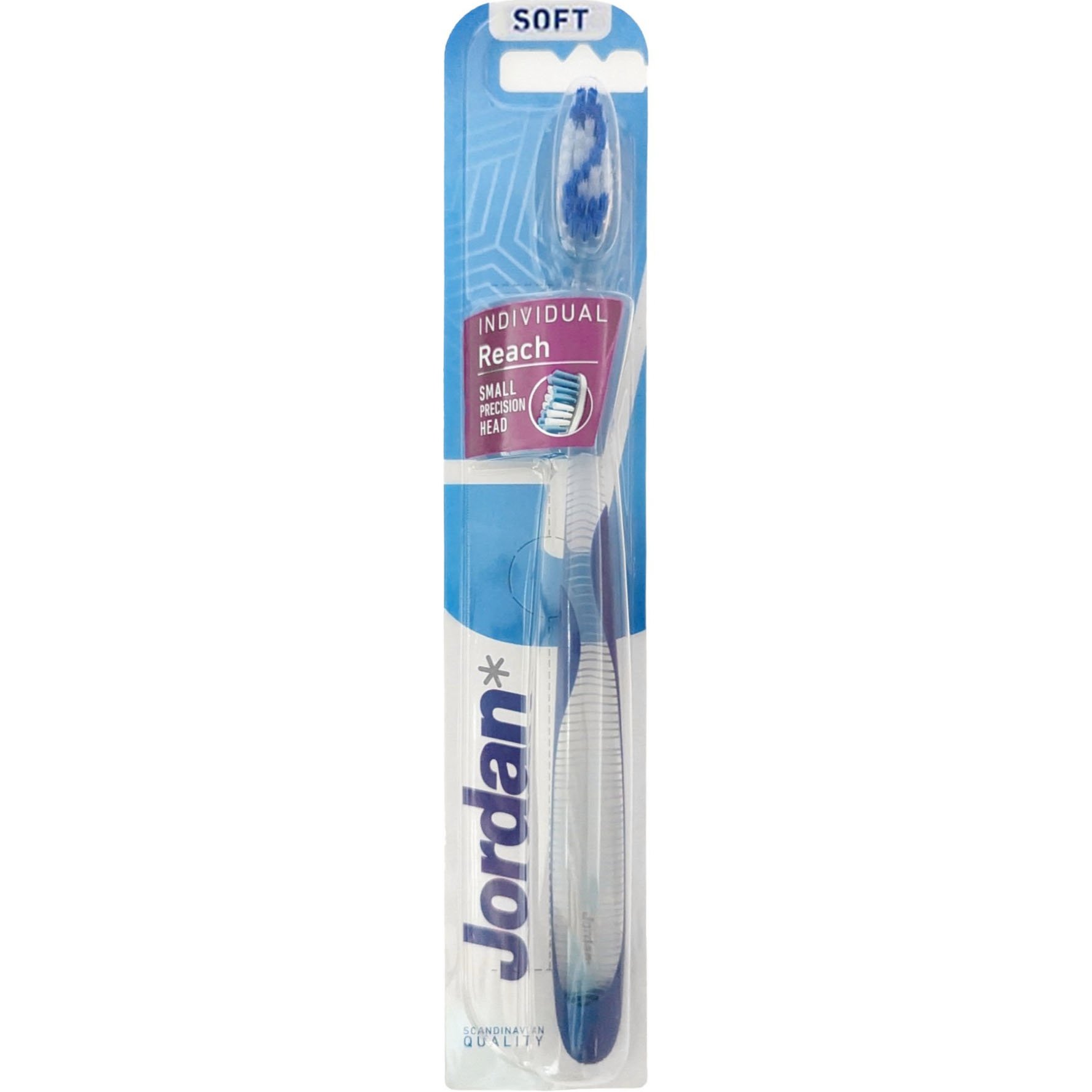 Jordan Individual Reach Soft Toothbrush Μαλακή Οδοντόβουρτσα με Εργονομική Λαβή για Βαθύ Καθαρισμό 1 Τεμάχιο Κωδ 310041 – Μπλε 3