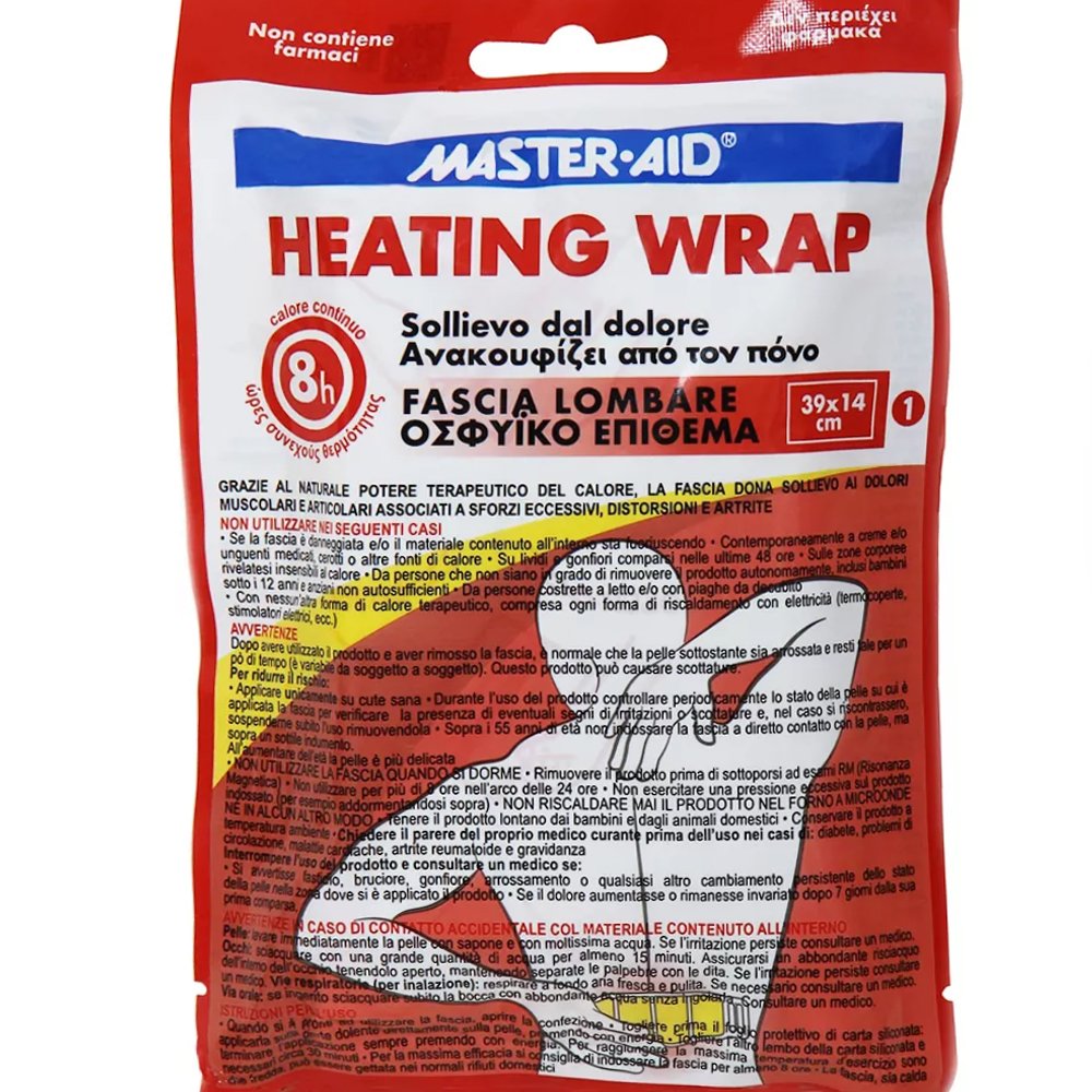 Master Aid Master Aid Heating Wrap Fascia Lombare 39x14cm Θερμαντικό Οσφυϊκό Επίθεμα για Ανακούφιση από τον Πόνο 1 Τεμάχιο