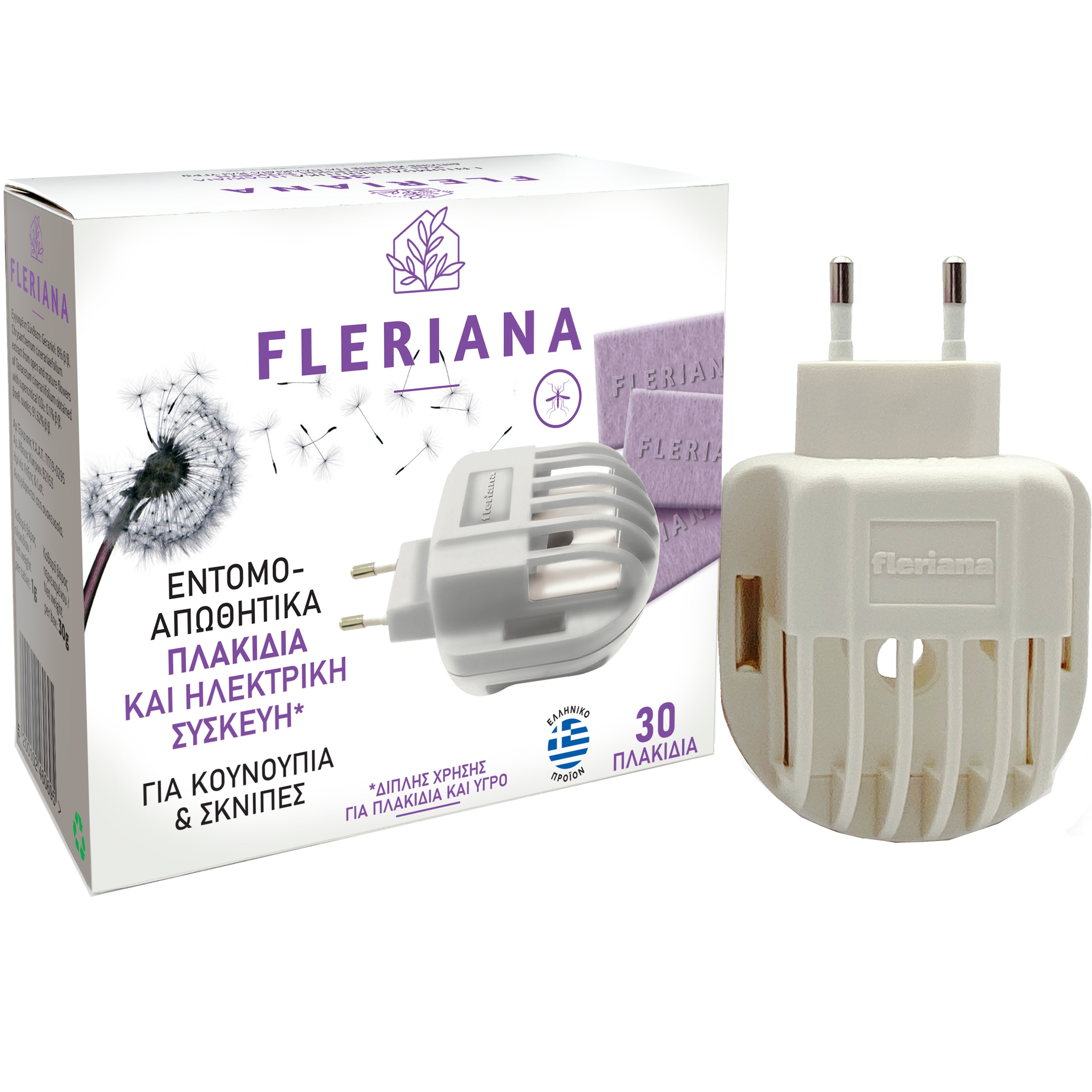 Power Health Power Health Fleriana Εντομοαπωθητικά Πλακίδια & Ηλεκτρική Συσκευή για Κουνούπια & Σκνίπες 30πλακίδια