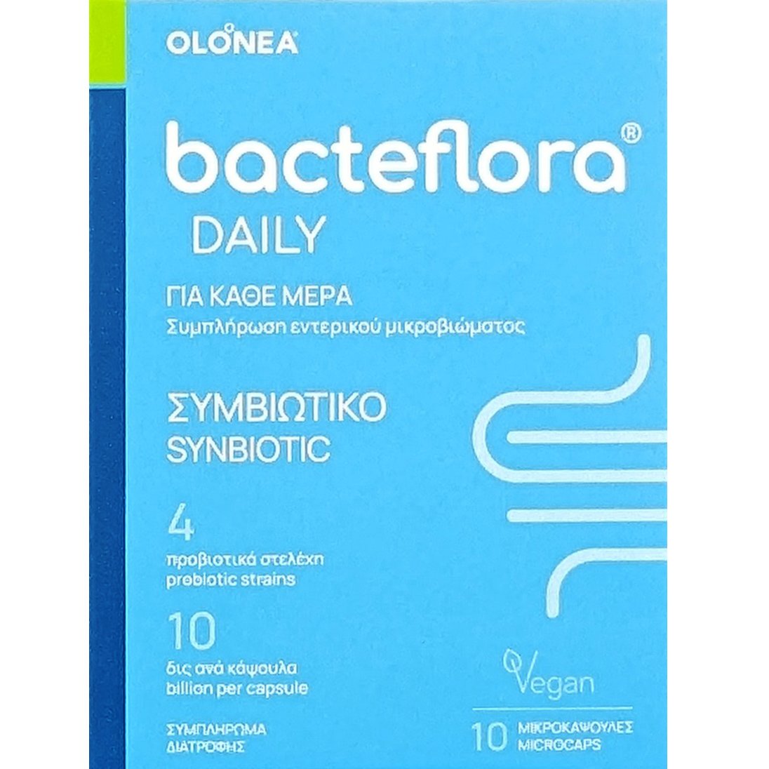 Olonea Olonea Bacteflora Daily Synbiotic Συμπλήρωμα Διατροφής Προβιοτικών για την Ενίσχυση του Εντερικού Μικροβιώματος 10caps