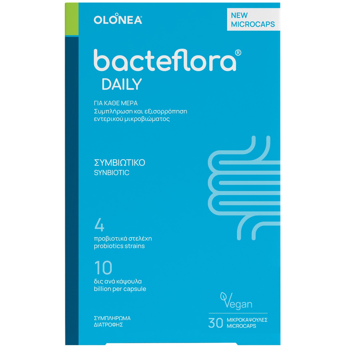 Olonea Olonea Bacteflora Daily Synbiotic Συμπλήρωμα Διατροφής Προβιοτικών για την Ενίσχυση του Εντερικού Μικροβιώματος 30veg.caps