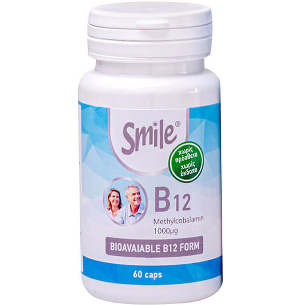 Smile Smile Vitamin B12 Συμπλήρωμα Διατροφής Βιταμίνης Β12 για την Καλή Λειτουργία του Νευρικού & Κυκλοφορικού Συστήματος 60caps