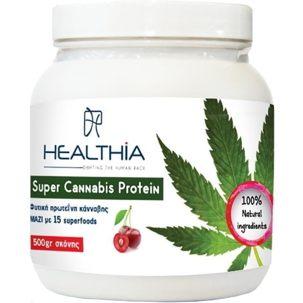 Healthia Healthia Super Cannabis Protein Συμπλήρωμα Διατροφής με Πρωτεΐνη Κάνναβης Ενισχυμένη με 15 Υπερτροφές για Έλεγχο του Βάρους, Γράμμωση & Αποκατάσταση με Παράλληλη Υποστήριξη της Καλής Υγείας του Πεπτικού Συστήματος 500gr