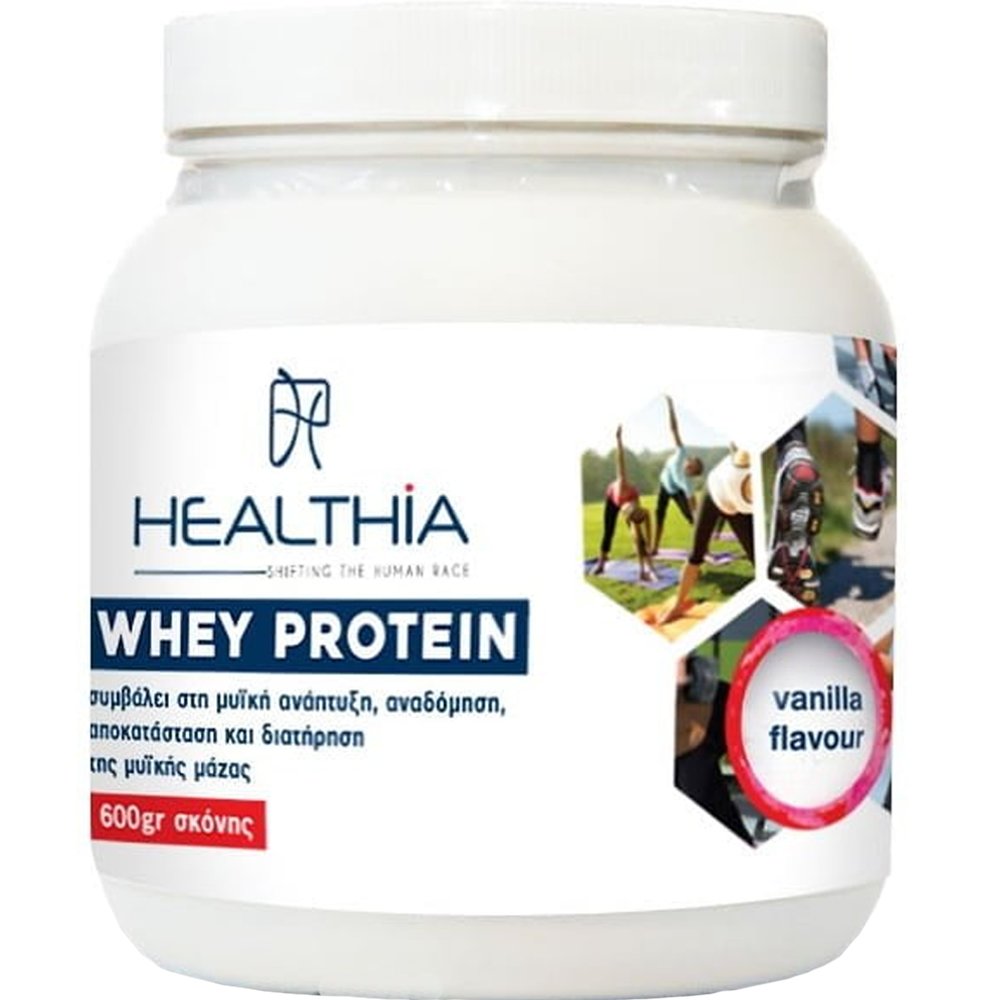 Healthia Healthia Whey Protein Συμπλήρωμα Διατροφής Πρωτεΐνης Ορού Αγελαδινού Γάλακτος Υψηλής Ποιότητας για Αύξηση Μυϊκής Μάζας με Γεύση Βανίλια 600gr - Vanilla