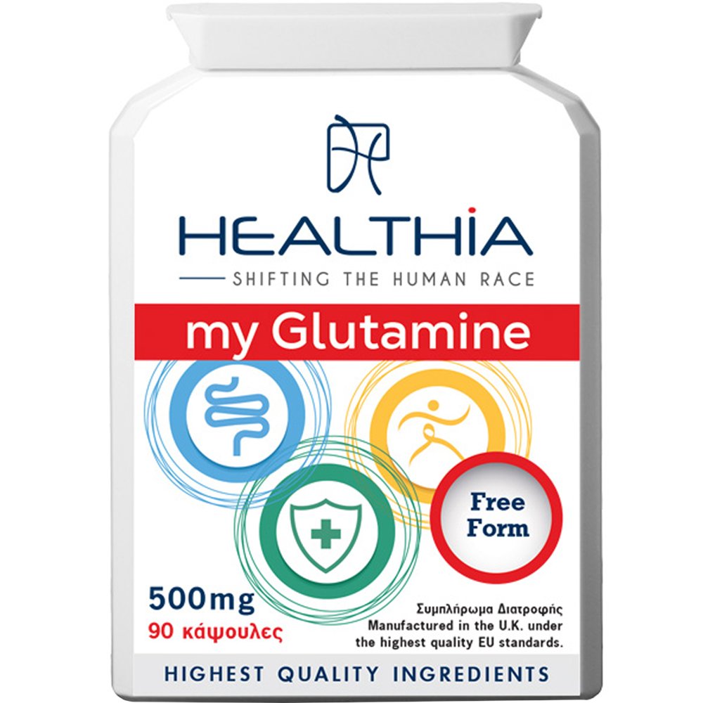 Healthia My Glutamine 500mg Συμπλήρωμα Διατροφής Αμινοξέος Γλουταμίνης Κατά Εντερικών Φλεγμονών για Μυϊκή Αποκατάσταση & Υποστήριξη του Νευρικού Συστήματος 90caps φωτογραφία