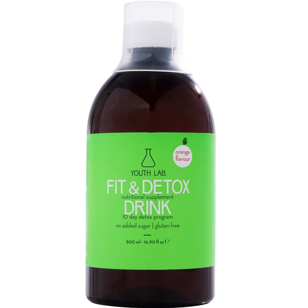 Youth Lab. Youth Lab Fit & Detox Drink Συμπλήρωμα Διατροφής Εκχυλίσματος Βοτάνων, Βιταμίνης C & Χρωμίου για Αποτοξίνωση, Διαχείριση Βάρους & Μείωση Κατακράτησης Υγρών σε Πόσιμο Υγρό με Γεύση Πορτοκάλι 500ml