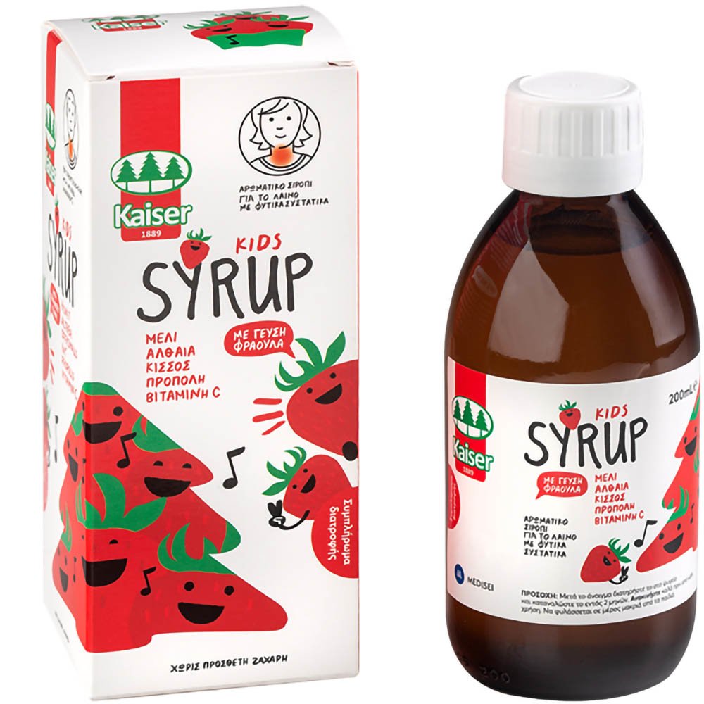 Kaiser Kaiser Kids Syrup Strawberry Flavor Παιδικό Σιρόπι για τον Ερεθισμένο Λαιμό Γεύση Φράουλα 200ml