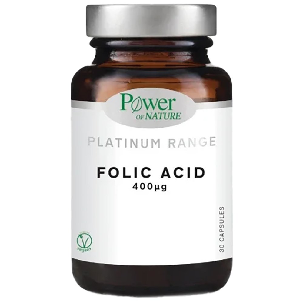 Power Health Power Health Platinum Range Folic Acid 400μg Συμπλήρωμα Διατροφής με Φυλλικό Οξύ που Συμβάλλει στην Ανάπτυξη του Μητρικού Ιστού Κατά την Εγκυμοσύνη 30veg.caps