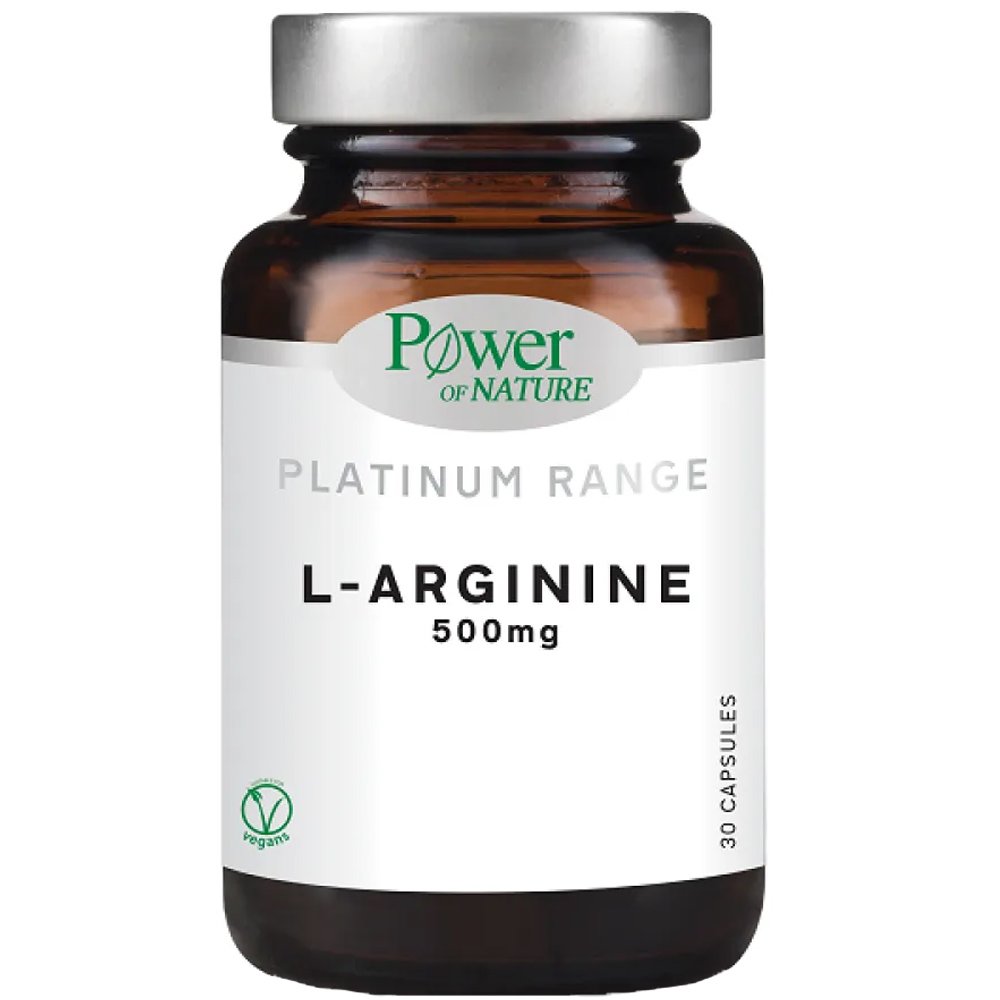 Power Health Power Health Platinum Range L-Arginine 500mg Συμπλήρωμα Διατροφής με Αργινίνη για την Ενίσχυση των Μεταβολικών Λειτουργιών του Οργανισμού & την Παραγωγή Ενέργειας 30veg.caps