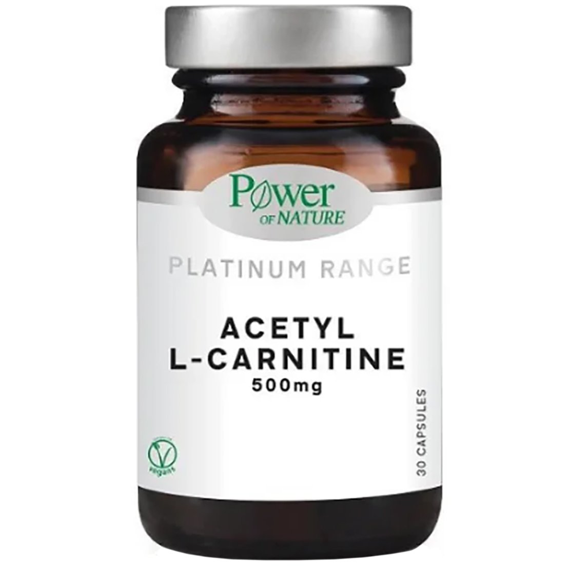 Power Health Power Health Platinum Range Acetyl L-Carnitine 500 mg Συμπλήρωμα Διατροφής με Ακετυλο-L-Καρνιτίνη, για Βέλτιστη Βιοδιαθεσιμότητα & Απορρόφηση 30veg.caps