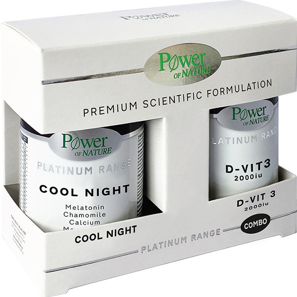 Power Health Power Health Promo Platinum Range Promo Cool Night 30caps & D-VIT3 2000iu, 20tabs,Συμπλήρωμα Διατροφής με Μελατονίνη για Αντιμετώπιση της Αϋπνίας & Βιταμίνη D3 για την Καλή Υγεία των Οστών, Δοντιών & Μυών