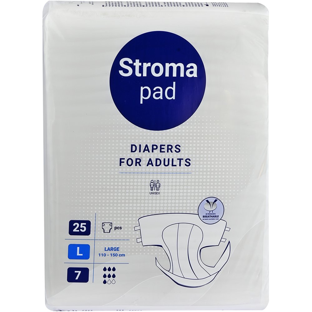 Stroma Stroma Pad Diapers for Adults Πάνες Ακράτειες Ενηλίκων Υψηλής Απορροφητικότητας 25 Τεμάχια - Large