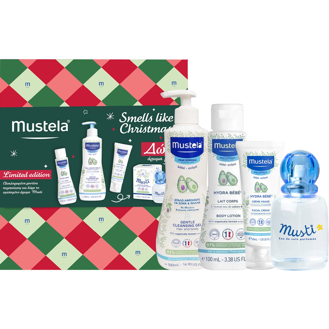 Mustela Mustela Promo Gentle Cleansing Gel 500ml & Hydra Bebe Body Lotion 100ml & Facial Cream 40ml & Δώρο Musti Eau de Soin 50ml