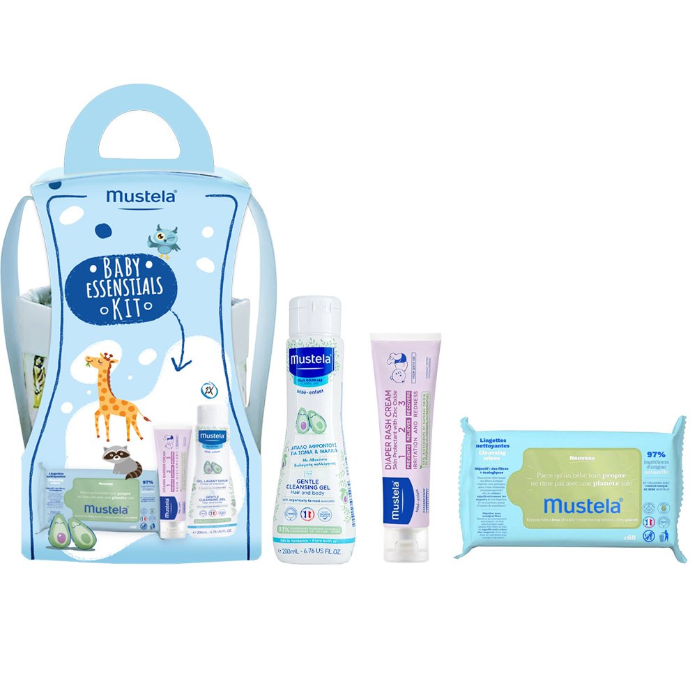 Mustela Mustela Promo Gentle Cleansing Gel 400ml (2x200ml) & Cleansing Wipes 60 Τεμάχια & 123 Vitamin Barrier Cream 100ml