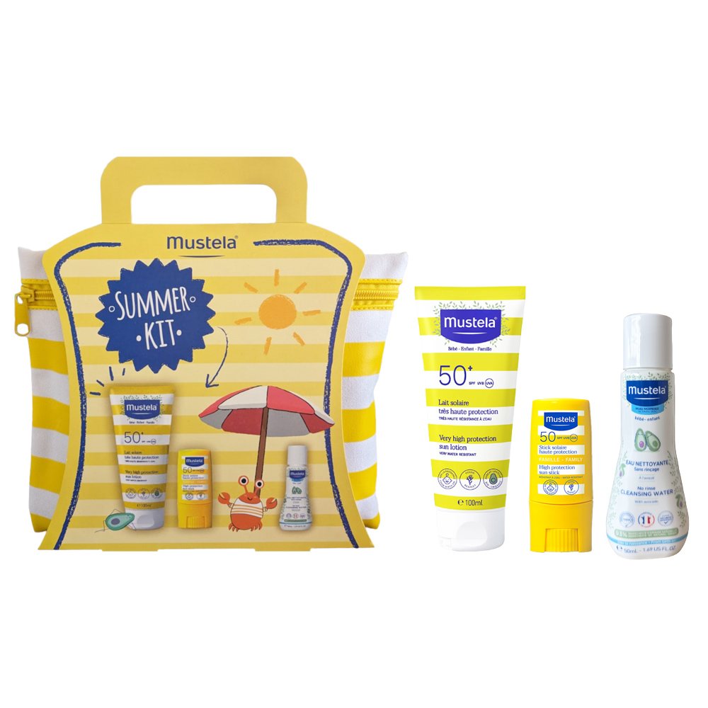 Mustela Mustela Promo Summer Kit Very High Protection Sun Lotion Spf50+, 100ml & Family High Protection Sun Stick Spf50, 9ml & Mustela No-Rinse Cleansing Water 50ml & Δώρο Νεσεσέρ