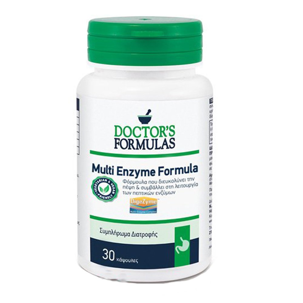 Doctor's Formulas Doctor's Formulas Multi Enzyme Formula Συμπλήρωμα Διατροφής που Συμβάλλει στη Λειτουργία των Πεπτικών Ενζύμων 30caps